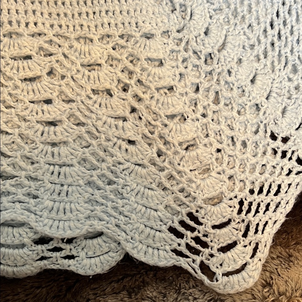 Handmade Light Blue Crochet Blanket - Picture 4 of 4